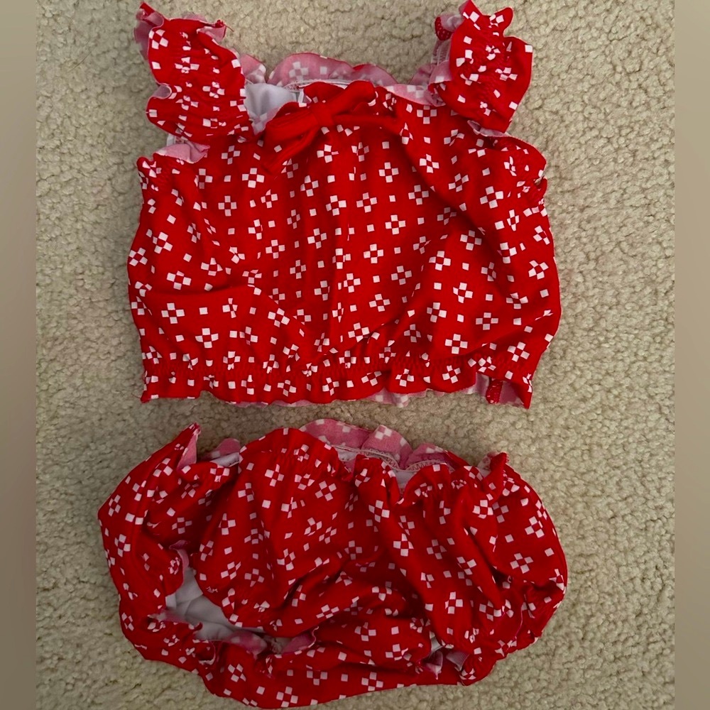 Hanna Andersson red bubble Two-Piece Swimsuit baby toddler 80 2T